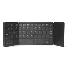 Portable foldable Bluetooth keyboard with touchpad, ergonomic design, for phones and tablets, black