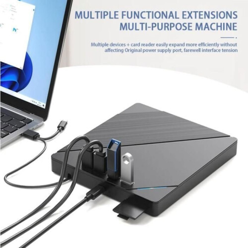 External optical drive, DVD/CD/VCD player, USB 3.0/Type-C/TF/SD, widely compatible, plug and play, black 1