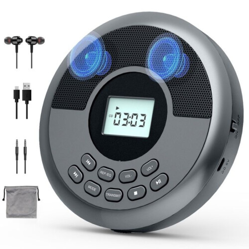 Συσκευή αναπαραγωγής CD, Bluetooth, οθόνη LCD, ήχος υψηλής ευκρίνειας, USB/AUX, φορητό, γ