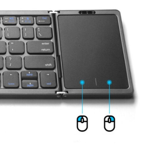 Portable foldable Bluetooth keyboard with touchpad, ergonomic design, for phones and tablets, black 2