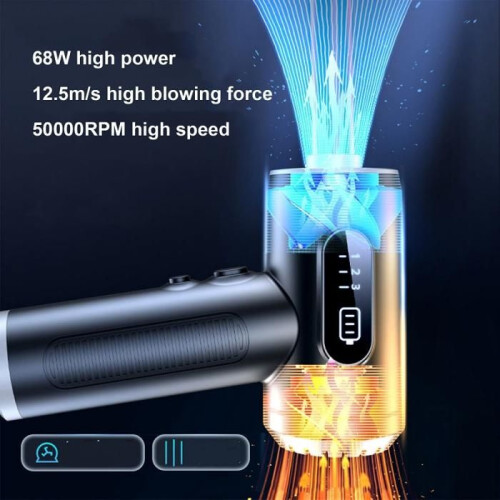Φυσητήρας, 68 W, οθόνη LED, 3 επίπεδα έντασης, 50.000 στροφές/λεπτό, φως LED, μπαταρία 6.000 1