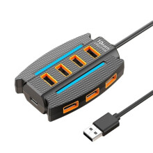 10-poorts USB 2.0 high-speed uitbreidingshub, ondersteunt harde schijven tot 10 TB, plug-and-play, zwart