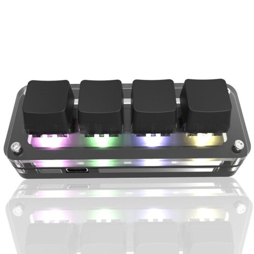 Portable keyboard, 4 keys, RGB backlighting, USB, ergonomic design, black
