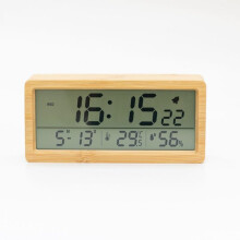 Klok, LED-display, elegant ontwerp, temperatuur- en vochtigheidsweergave, 165 x 53 x 77 mm, draagbaar, geel