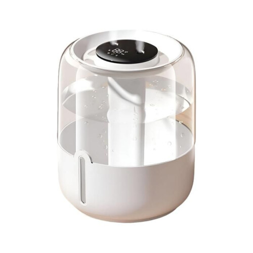 Humidifier, LED display, USB, dual nozzle, 3 modes, soft night light, portable, white