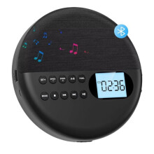 Seinnteoir CD, Bluetooth, fuaim ardghléine, feidhm athrá, ceallraí 1500 mAh, iniompartha, dubh