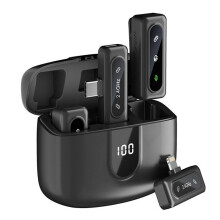Mini-Mikrofon, USB-C/Lightning-Anschluss, HD-Klangqualität, Geräuschunterdrückung, Plug & Play, Schwarz