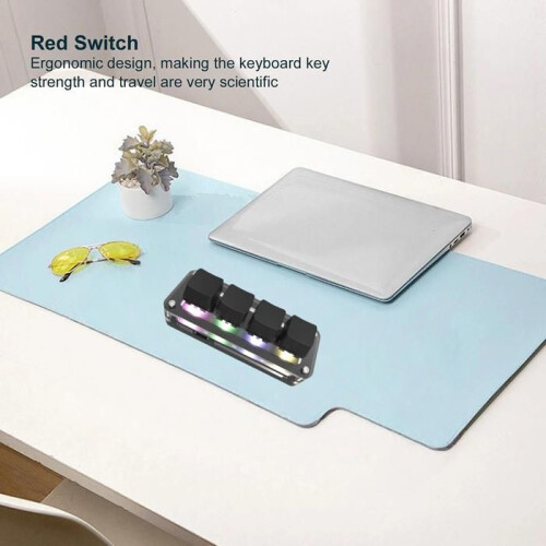 Portable keyboard, 4 keys, RGB backlighting, USB, ergonomic design, black 1