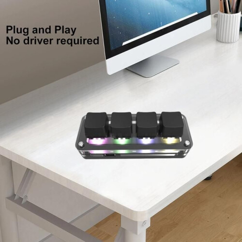 Portable keyboard, 4 keys, RGB backlighting, USB, ergonomic design, black 2