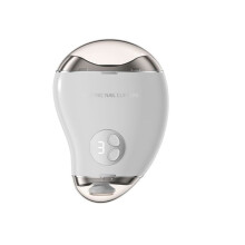 Coupe-ongles électrique, coupe et polit, lumière LED, design ergonomique, compact et portable, blanc