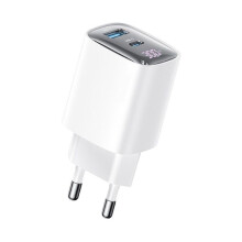 Chargeur de téléphone portable, charge rapide 30 W, USB-A, USB-C, protection de sécurité, large compatibilité, portable, blanc