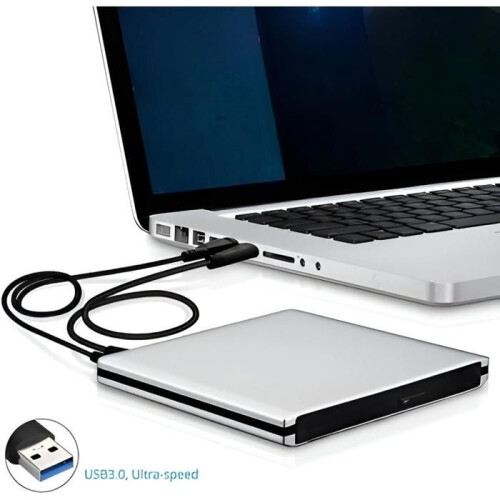 Masterizzatore Blu-ray, DVD/CD/VCD, USB, plug and play, argento 1
