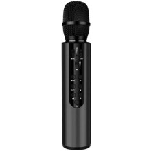 Mikrofon, Bluetooth 5.0, zwei Lautsprecher, Hi-Fi-Klangqualität, AUX/TF-Anschluss, 2000 mAh Akku, Karaoke, Schwarz