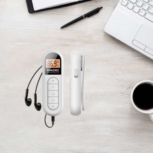 Μίνι ραδιόφωνο, οθόνη LCD, FM: 76-108 MHz, 300 mAh, υποδοχή 3,5 mm, λευκό 2