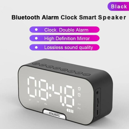Ρολόι, οθόνη LED, Bluetooth, ενσωματωμένο ηχείο, υποστηρίζει επέκταση κάρτας TF, μαύρ 1