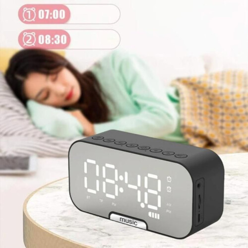 Ρολόι, οθόνη LED, Bluetooth, ενσωματωμένο ηχείο, υποστηρίζει επέκταση κάρτας TF, μαύρ 2
