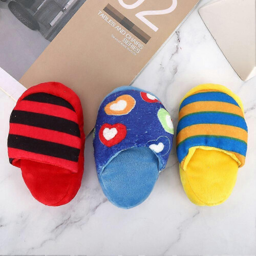 3 Pack Plush Pet Slippers Interactive Toy for Teeth Cleaning, Chewing and Biting 2