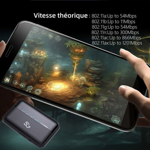 Φορητός δρομολογητής, 5G, Wi-Fi 6, Bluetooth 5.1, υποδοχή κάρτας SIM, διπλή ζώνη, 10.000 mAh, εύ 1