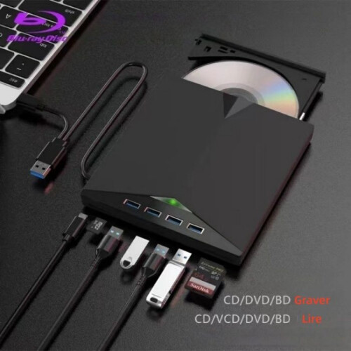 Masterizzatore Blu-ray esterno, USB 3.0, Type-C, SD/TF, BD/DVD/CD ad alta risoluzione, compatibile con Windows/Linux/Mac, plug and play 1