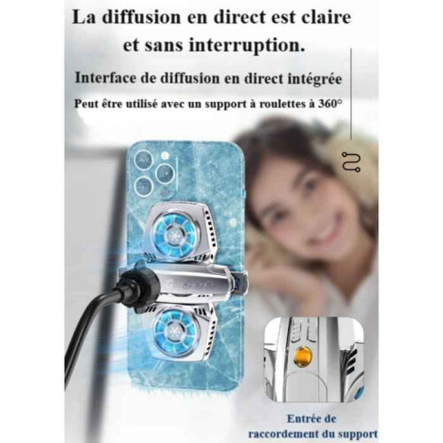 Mobile phone cooler, dual fan, digital display, temperature control, silver 1