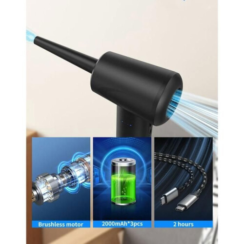 Blower, super powerful, powerful motor, 6000 mAh, fast charging, portable, black 1