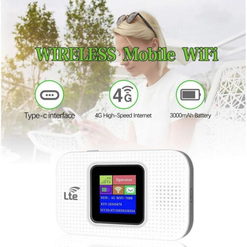 Ασύρματος δρομολογητής, φορητό Wi-Fi, 4G-LTE, 150 Mbps, έγχρωμη οθόνη, 3000 mAh, μετάδοση υ 1