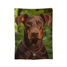 (60x50in 150x125cm) Doberman Dog Blanket - Ultra-Soft Flannel Bedspread Suitable for All Seasons, Cozy Pet-Themed Bed Cover for Sofa, Bed & -QAPOY11