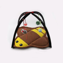 (Honeybee 44x44x34CM) Funny Cat Play Tent With Hanging Ball Toys Balls Cat Bed Tent Kitten Mat Exercise Activity Playing Blanket Portable Pet Supplies