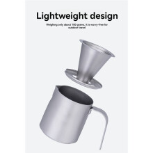 Titanium Pour-over Coffee Cup with Detachable Filter, Portable Slow Drip Paperless Coffee Maker Set for Outdoor Brewing
