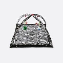 (Zebra 61x61x34CM) Funny Cat Play Tent With Hanging Ball Toys Balls Cat Bed Tent Kitten Mat Exercise Activity Playing Blanket Portable Pet Supplies