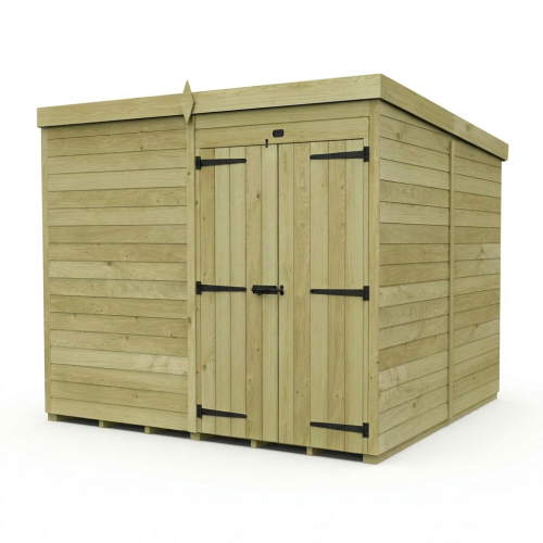 8 x 8 Pent Shed Tanalised (Double Door, No Windows) 1