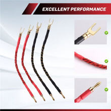 4Pcs OFC Speaker Jumper Cables Gold Plated Banana Plug Bi-Wire HiFi Audio Speaker Bridge Jumper Wire