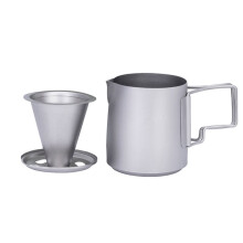 Titanium Gietkoffiekop met Afneembaar Filter, Draagbare Langzame Druppel Papierloze Koffiezetset voor Camping