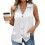 Women's Sleeveless V-Neck Button-Down Blouse-Dark blue M 9