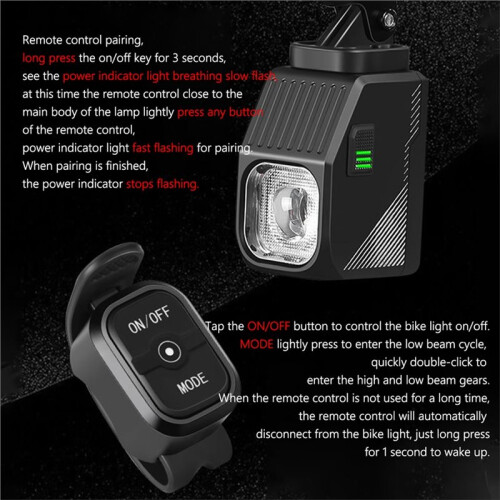 LED Bicycle Hanging Light Type-C USB Rechargeable Remote Control Super Bright Headlight for Night Riding