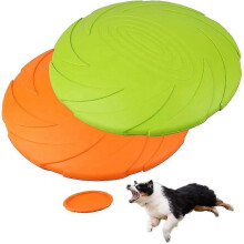 2 Pack 7 Inch Dog , Dog Flying Disc, Durable Dog Toys, Nature Rubber Floating Flying Saucer for Water Pool Beach( Orange, Green)