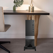 Beweglicher Computer-Tower-Ständer mit feststellbaren Rollen, schwarze Desktop-CPU-Halterung