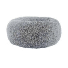 (L 70cm, Light Grey) Washable Calming Comfy Donut Style Plush Pet Cat Or Dog Bed