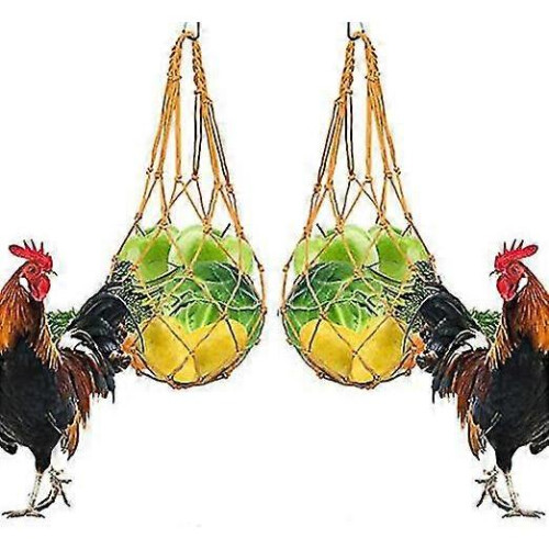 2pc Chicken Vegetable String Bag Poultry Fruit Holder Chicken Cabbage Feeder Treat Feeding Tool with Hook