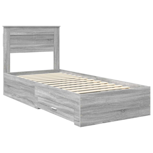 VidaXL vidaXL Bed Frame Grey Sonoma and Silver 75 x 190 cm Engineered Wood 1