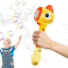 (yellow) Bubble Blower Automatic Bubble Toys Electric Animal Musical Light Up Bubble Wand Machine