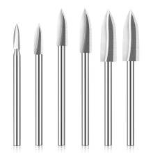 6 PCS Wood Carving Bits, 1/8inch HSS Rotate Tool Engraving Drill Bit Set, DIY Wood Carving Bits Crafts Grinding