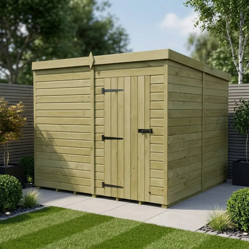 8 x 8 Pent Shed Tanalised (Single Door, No Windows)