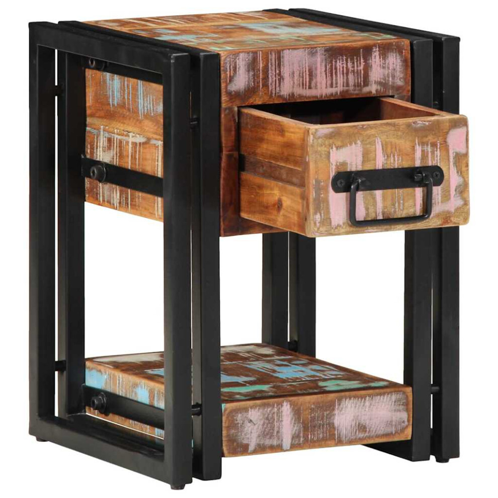 Vidaxl Bedside Cabinet Multicolour 30 X 30 X 40 Cm Solid Reclaim Wood