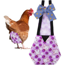 (M, Purple) Pet Chicken Diapers Duck Diapers For Pet Ducks, Reusable Goose Clothes Washable Pet Diapers With Bow Tie For Poultry Duckling Diaper