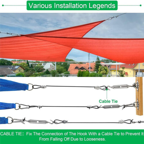 Shade Sail Hardware Kit 304 Stainless Steel Extension Cord Outdoor Triangular Rectangular Awning Mounting Hardware 2