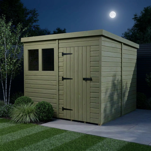 8 x 8 Pent Shed Tanalised (Single Door, With Windows) 2