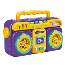 (Purple) Bubble Machine With Light & Music Vintage Tape-recorder Shaped Bubble Blower