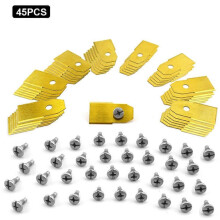 (Gold, Multicolor) 45Pcs for Husqvarna Lawn Mower Stainless Steel Replacement Cutting Blades,35x18mm-Silver
