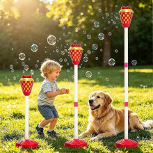 (Red Torch) Street Lamp Bubble Machine with Remote Control Colorful Lights Outdoor Party
